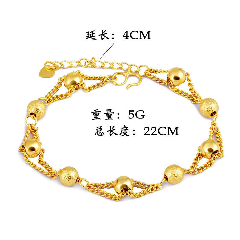 Mode 18K Gold Armband für Männer Frauen Hochzeit Engagement Schmuck Luxus Klassische Kugel Kette Armband Nicht Verblassen Feine Schmuck Geschenk