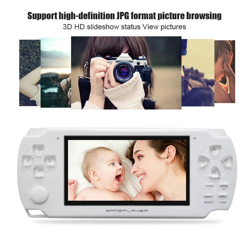 new handheld Game Console 4.3 inch screen mp4 player MP5 game player real 8GB support for psp game,camera,video,e-boo