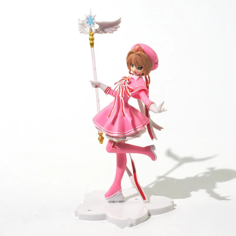 Anime Schöne Rosa Card Captor SAKURA Actionfiguren Modelle PVC Figur Modell Auto Kuchen Dekorationen Zauberstab Mädchen Spielzeug Geschenk