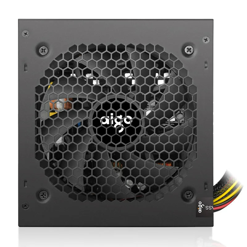 Aigo AK 500W PC-Netzteil, schwarzes Gaming-Netzteil, leiser 120-mm-RGB-Lüfter, 24-polig, 12 V, ATX, Desktop-Computer-Netzteil für BTC