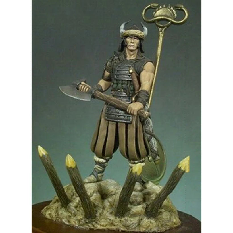 Unassambled 1/32 54mm ancient fantasy warrior stand with base  Resin figure miniature model kits Unpainted