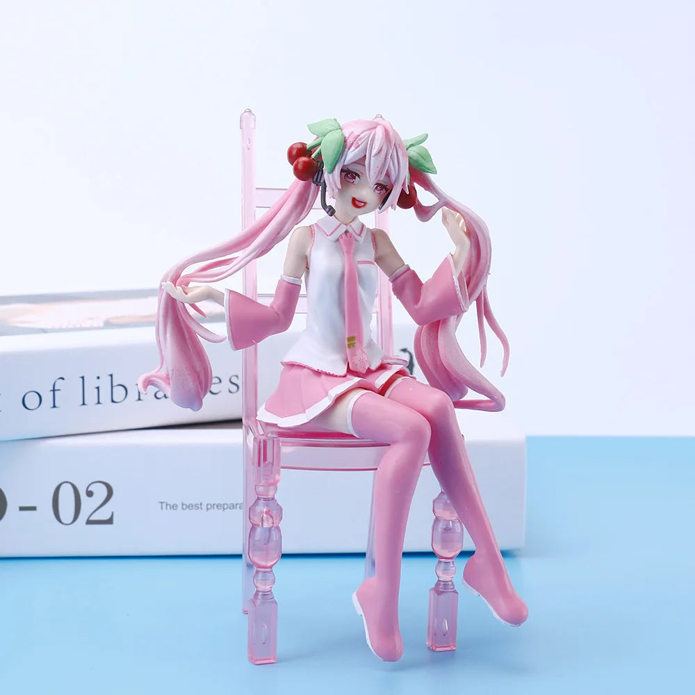 New Japanese Anime sakura miku Figure Sexy Character Ornaments  chair Kawai Car Decoration Collectible Model  Birthday Gift