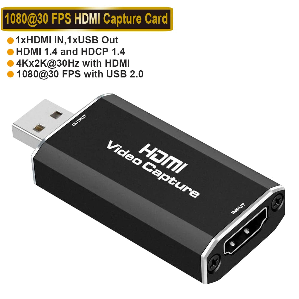 Navceker USB 3.0 HDMI Game Capture Card 1080P 4K placa de video Reliable streaming Adapter For Live Broadcasts Video Recording