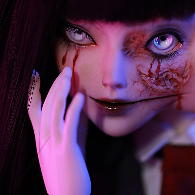 BJD Doll Two Face 1/4 Mio Full Set Double Emotion Conjoined Horror Anime Doll Professional Makeup ShugaFairy Minifee Human Ghost