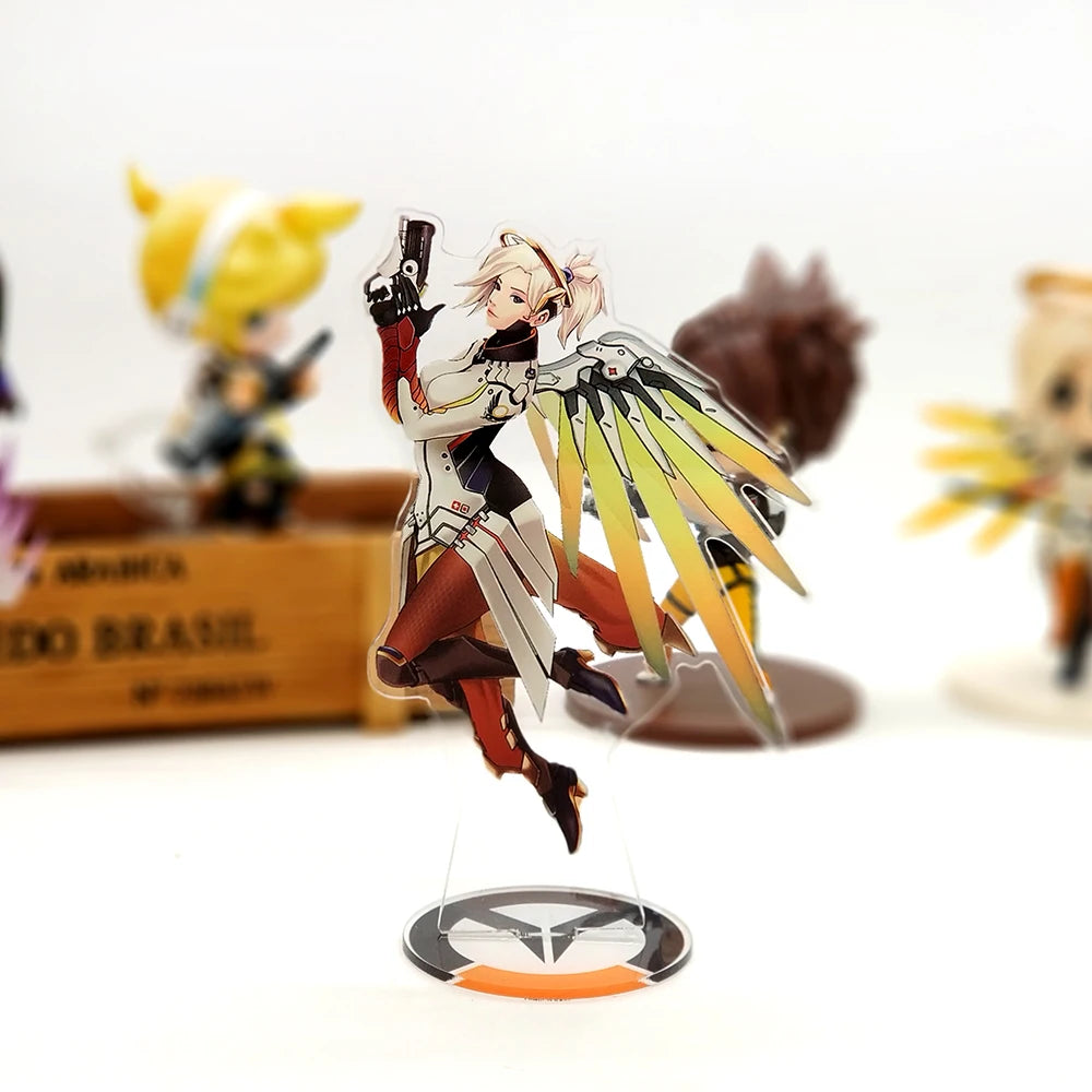 OW Uhr Mercy Acrylständer Figur Modell Tellerhalter Tortenaufsatz Anime FPS cooles Videospiel Helden sterben nie