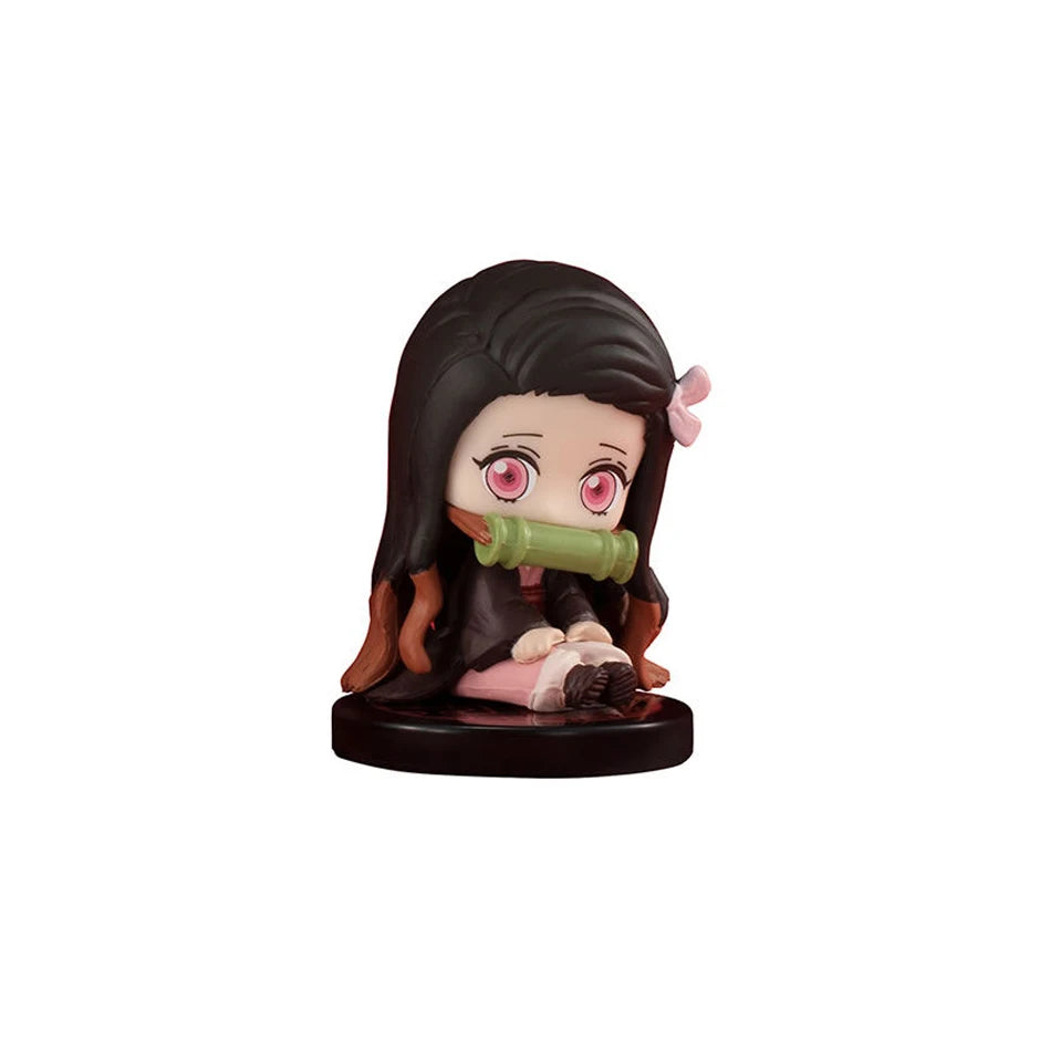 5 Style/Set Q Version Demon Slayer Sitting Ghost Doll Tanjiro Nidouzi Inosuke Zenizu Figure Action Figure Movie Model Toys Doll