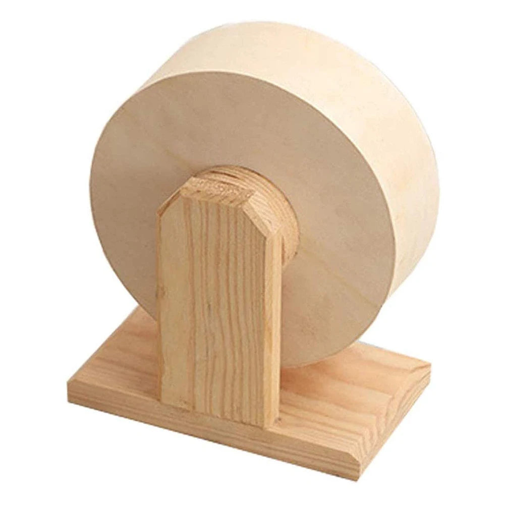 Hamster Roller Round Wheel Natural Wood Silent Toy Guinea Pig Cage Practical Wooden Mute Roller Hamster Running Disc
