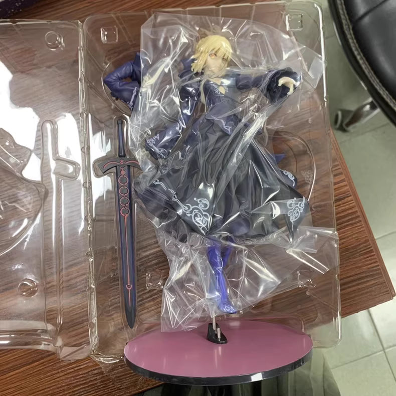 23CM Аниме Gekijouban Fate/stay night Heaven's Feel Altria Pendragon Black Dress Up Saber Alter Модел играчка Подарък Екшън фигурка PVC