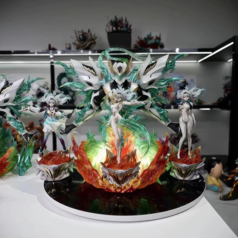 Pre-order now for the high-spec version of Firefly Mecha Girl! White mecha with green energy wings and LED lighting effects! Dimensions: 50cm (H) x 49cm (W) x 40cm (D), 1/6 scale.