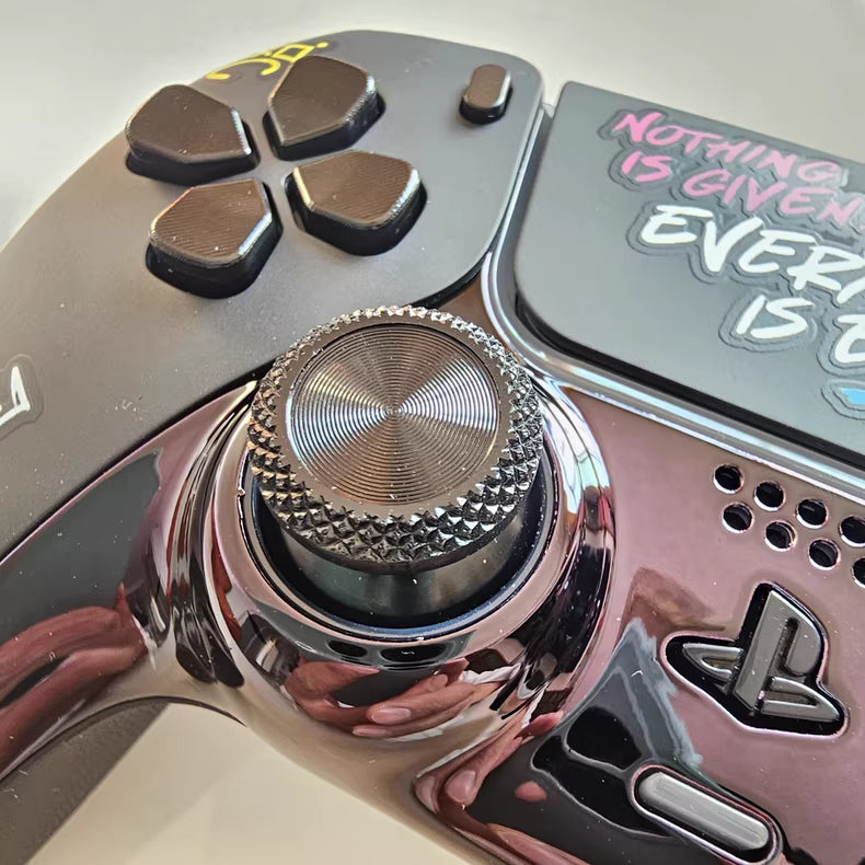 Sony PS5 original controller upgraded with Hall effect TMR joysticks: James Metallic Black.