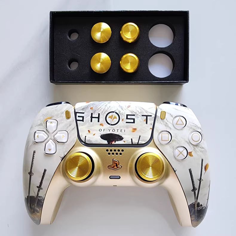 Sony original PS5 controller modified and upgraded with Hall TMR joysticks: Yangtishan Golden Soul edition.