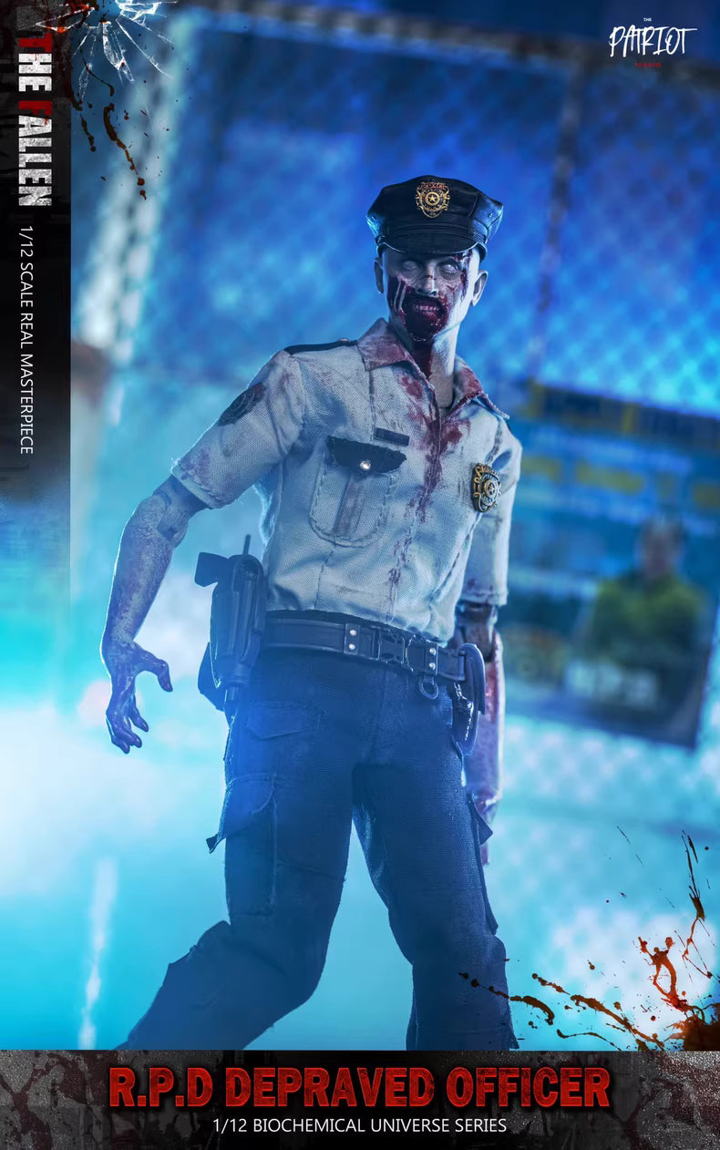 Resident Evil Zombie Police Zombie Patriot - Patriot Studio 1/12 Resident Evil Zombie Raccoon City Zombie Police, Angry One (Open Mouth)