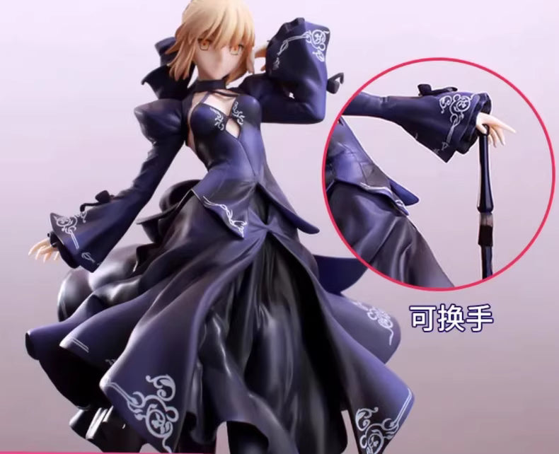 23CM Аниме Gekijouban Fate/stay night Heaven's Feel Altria Pendragon Black Dress Up Saber Alter Модел играчка Подарък Екшън фигурка PVC