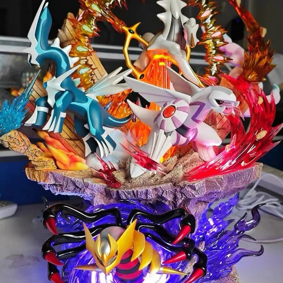 Pokemon Four Gods Figure Dialga Palkia Arceus Giratina Statue 37cm LED Light Up Anime Figure Collection Model Toys Gifts