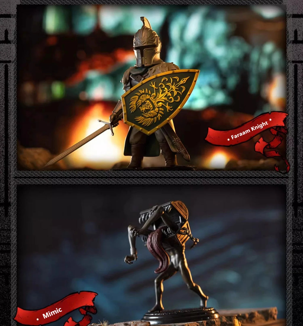 10 cm große Dark Souls Actionfiguren Faraam Knight und Mimic Modellfigur Puppe Schreibtischdekoration Sammlerstück Kinderspielzeug Geburtstagsgeschenk