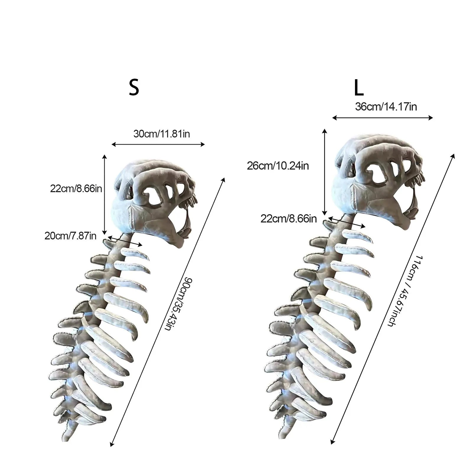 Dinosaurier-Skelett-Kostümmasken-Set – Plüsch-Kopfbedeckung und Requisiten für Halloween-Rollenspiele für Erwachsene/Kinder