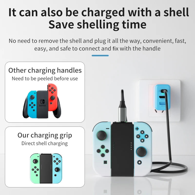 AOLION Portable Switch joncon Charging Grip Compatible With OLED 3400mAh Ultra Long Battery Life Stylish Gaming Accessory