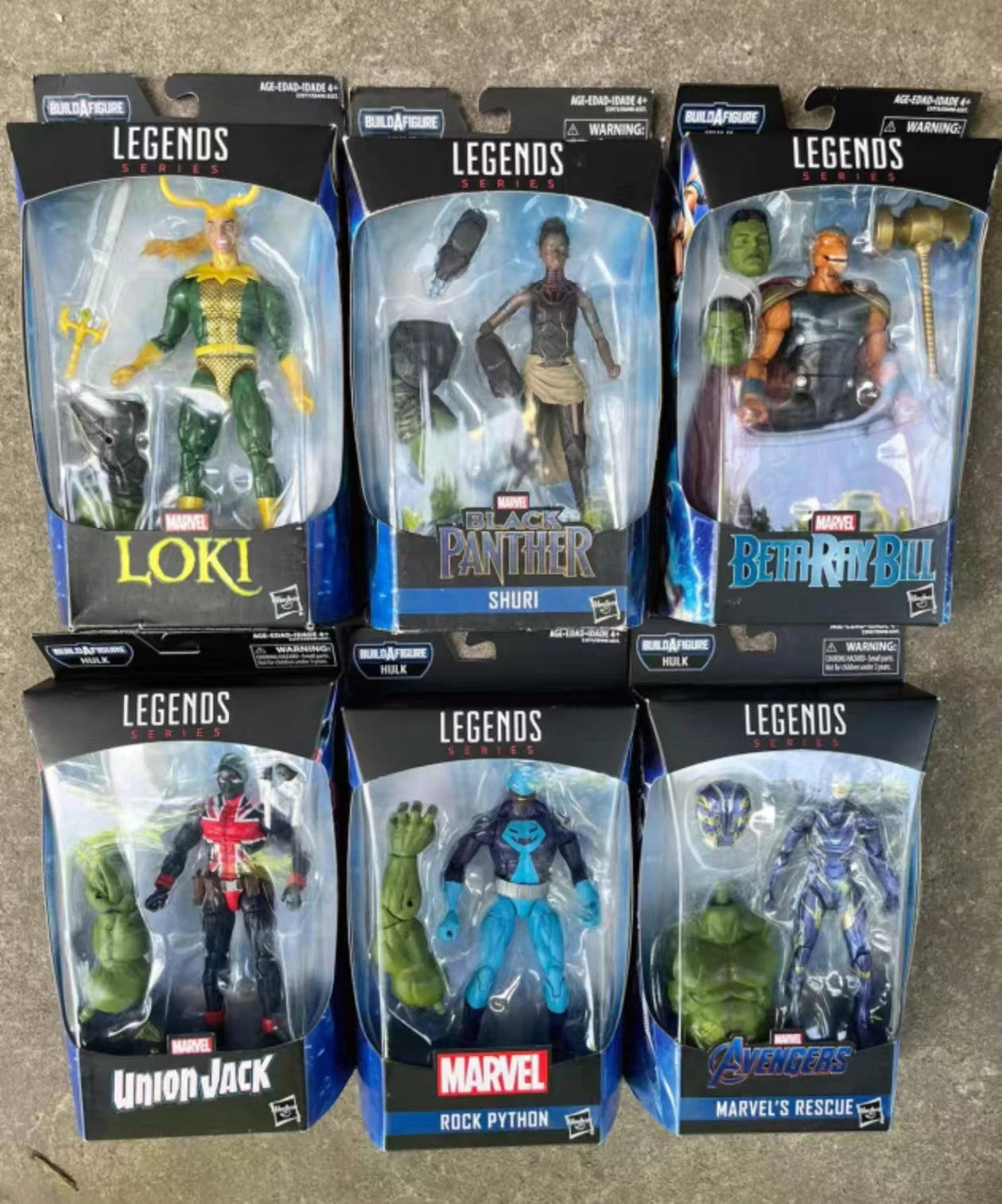 Original Hasbro Marvel Legends Series Union Jack/SHURI/RESCUE/ Rock Python/Loki/Beta Ray Bill Anime Figures Collection Toy Model