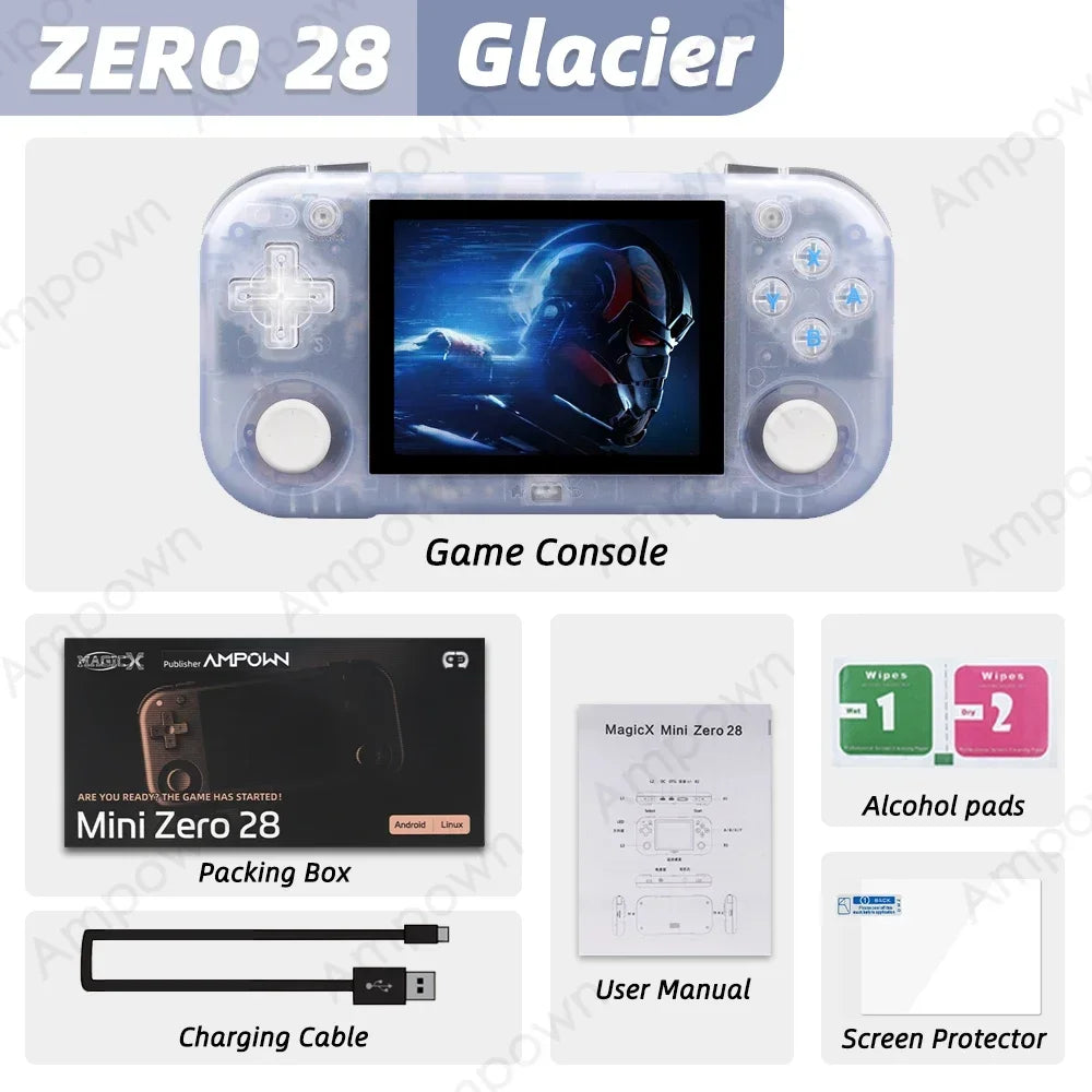 AMPOWN Mini Zero 28 Handheld Video Game Console 2.8'' IPS Screen A133P Processor Android OS 2.4GWIFI MAGICX ZERO28 Player Gifts