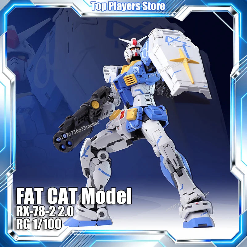 In Stock FAT CAT Model RX-78-2 2.0 RG 1/100 Assembly Model Kit Kuryu Kenichi Color Toy Asano Blue Action Figure Plastic Gifts