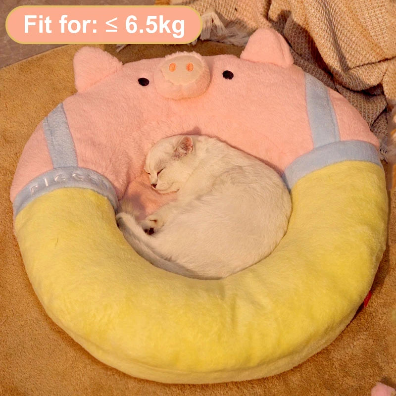 Four Seasons Pink Pig Shap House for Cats Puppy Round Cat Beds Donut Cat Litter Dog Basket Animals Sleeping Sofa Pet Supplies