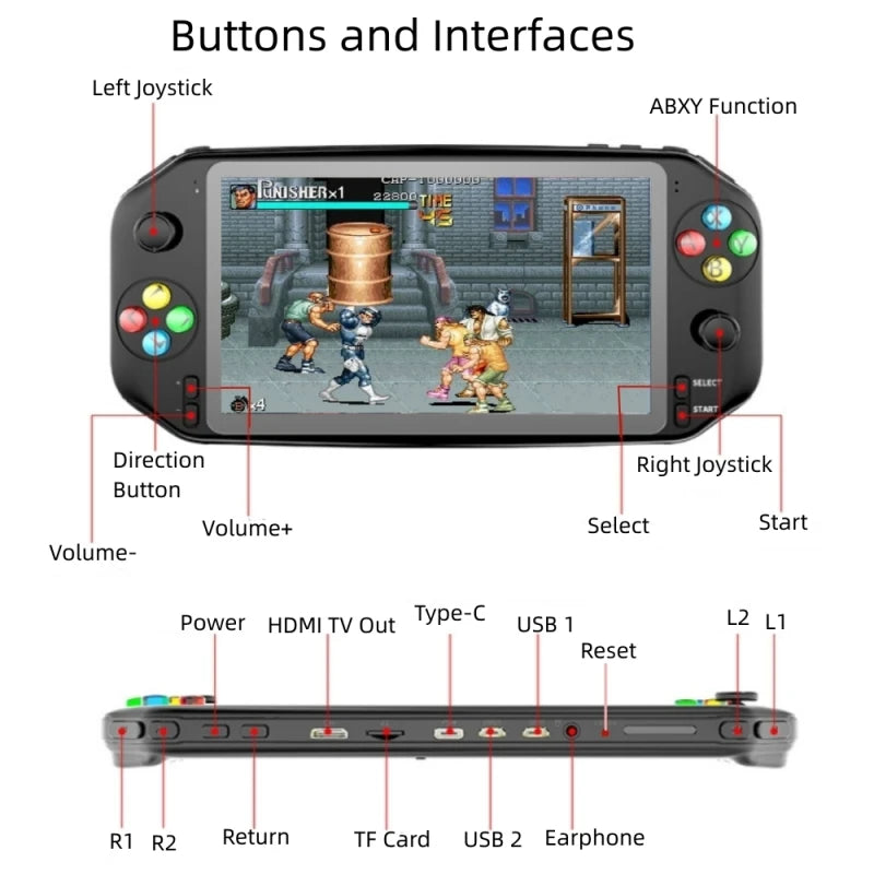 Portable Retro Game Console 7 inch HD Screen Arcade Video Gaming Console