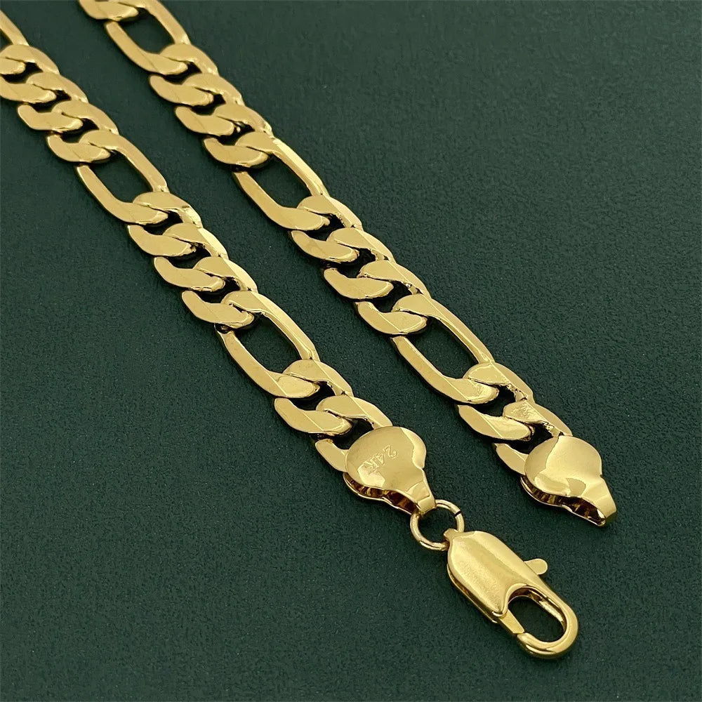 Luxus 24K 9999 Reines Gold reales gold 10MM drei als eine männer und frauen geometrische halskette