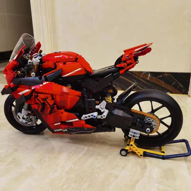 1:5 Технически V4S Мотоциклетни строителни блокове Високотехнологичен градски мотоциклет Локомотив Модулни тухлички Моделни играчки За детски подаръци MOC