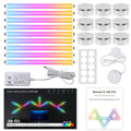 Умни RGB LED стенни осветителни линии, димируеми „Направи си сам“ стенни геймърски светлини, синхронизирани с музика за игрална стая, хол (9 броя, черни или бели) 