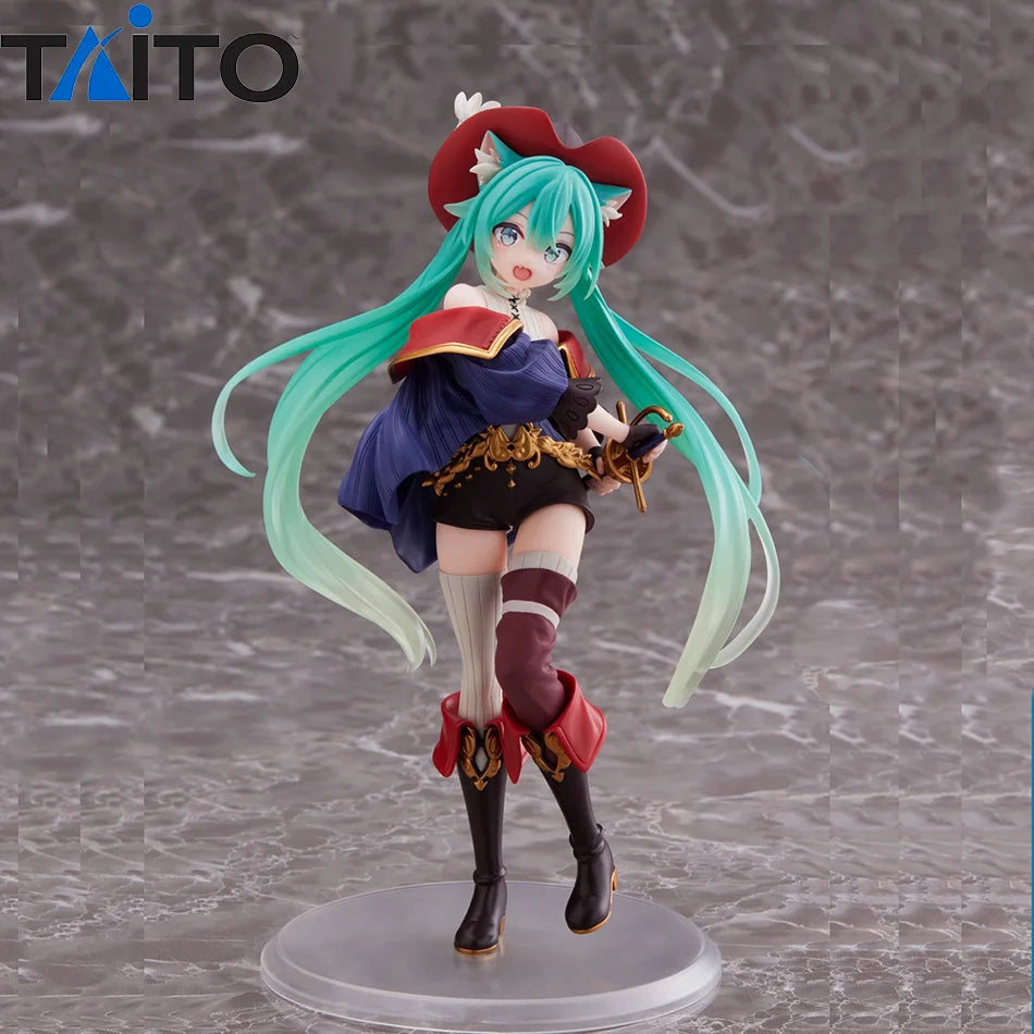 Hatsune Miku Desktop Cute Action Figure Tale Wonderland Miku Puss in Boots Anime Figurine Kawaii Girl Model Toy Adorable Decor