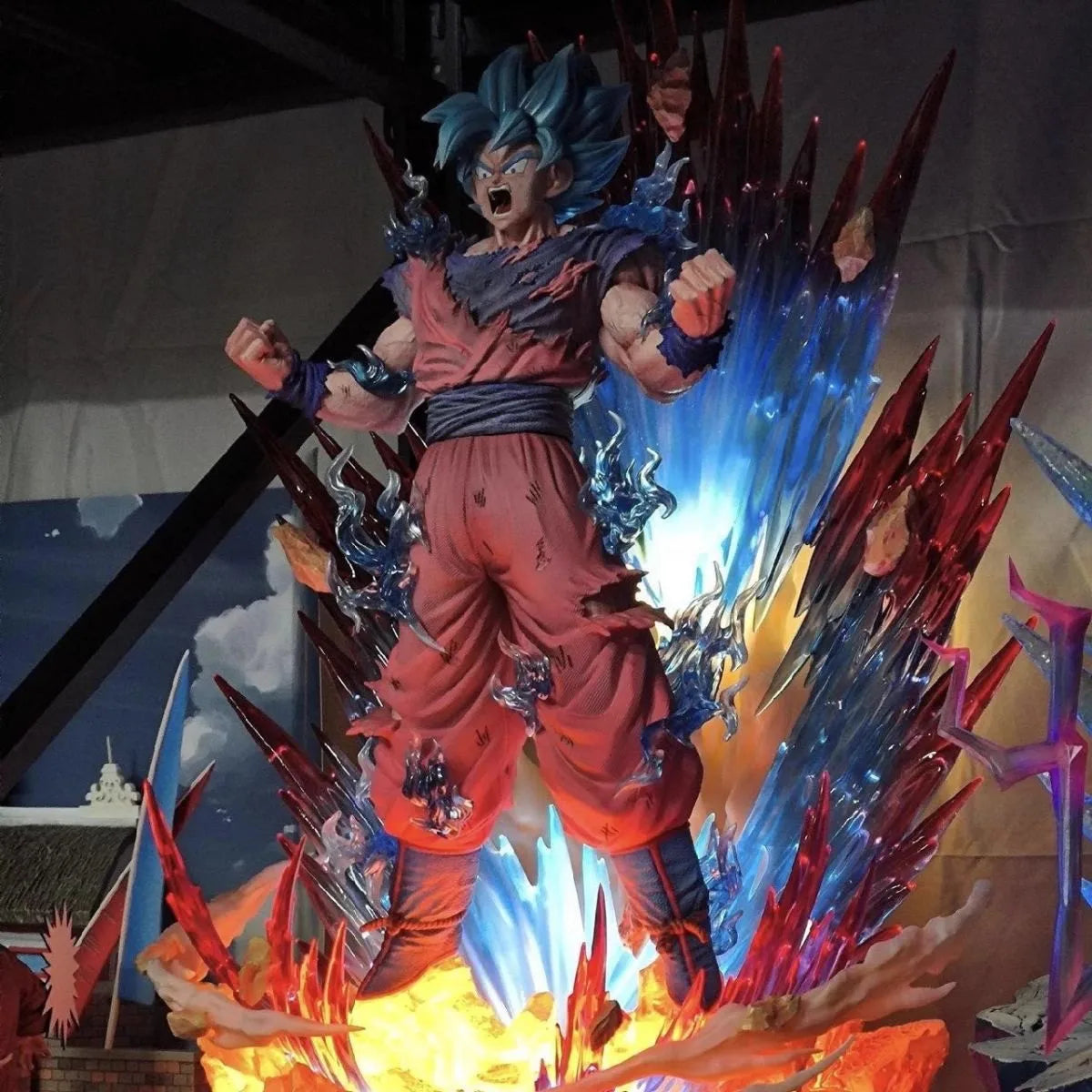 45cm Dragon Ball Goku Super Saiyan God Super Saiyan Anime Figure Model Statue Boys Collection Desktop Decoration Ornament Toys