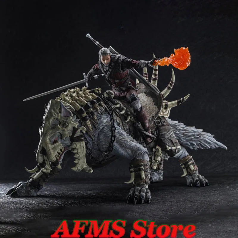 D20 Studio 37Cm 1/12 Scale Collectible Figure Wolf Orc Mounts Giant Wolf Mount White Bone Movable Wolf For 6" 7 "Action Figure