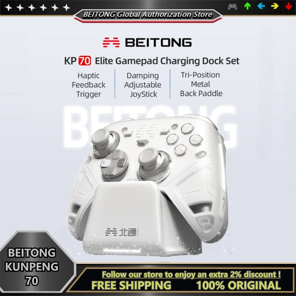 BEITONG KP70 Capacitive Joystick Gamepad for PC Steam Android iOS Switch1/2 Haptic Vibration Wireless Bluetooth Game Controller