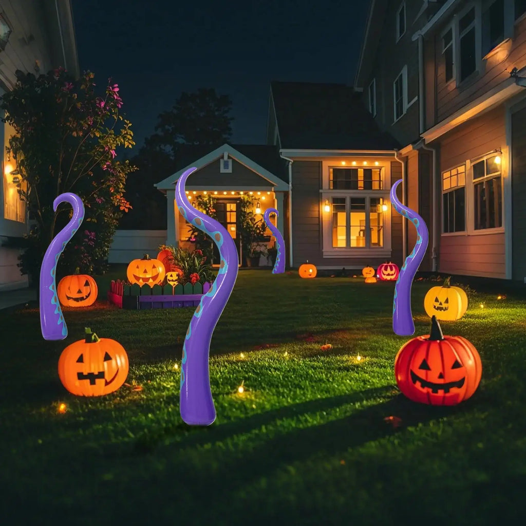 4 Pieces Outdoor Giant Octopus Tentacles Halloween Puppet Halloween Inflatable Decor Holiday Party Yard Lawn Decoration