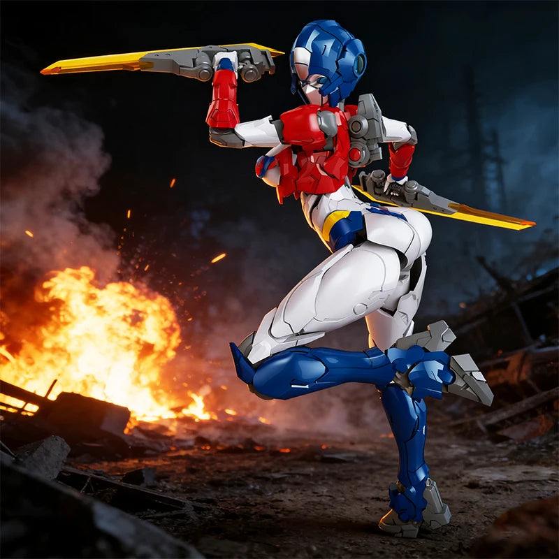 2026.Upgraded Arcee Sassy Mecha Action Figure Assemble Model Toy With Light Up Eyes Large Sword Collectible Robot Building Kit