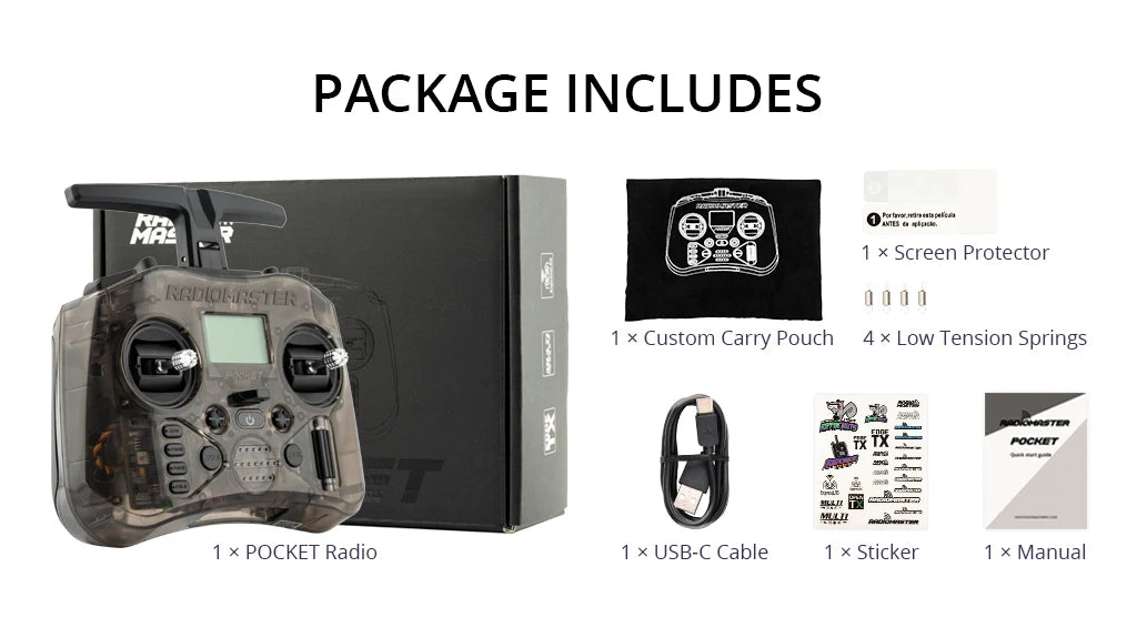 RadioMaster Pocket Hall Gimbal Transmitter Remote Control Portable Lightweight Preinstalled EdgeTX ExpressLRS Or MPM CC2500