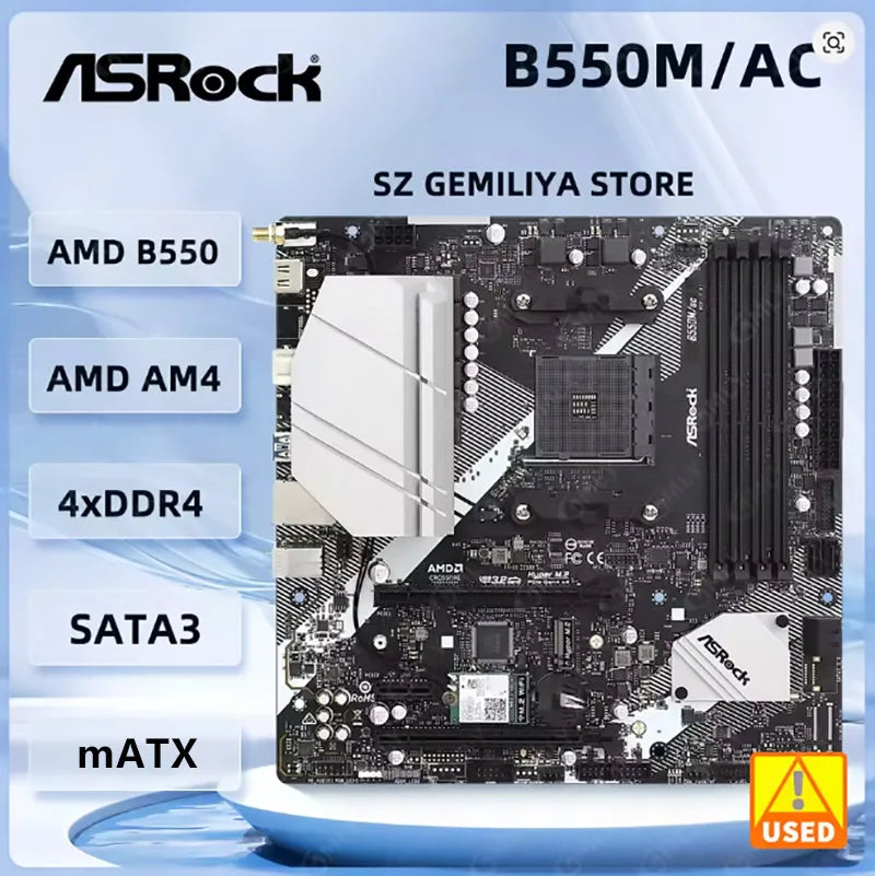 ASRock B550M/AC Motherboard Socket AM4 AMD B550 support Ryzen 5 5600 4500 3200G 3600 5700X cpu DDR4 128GB NVMe SSD Micro ATX