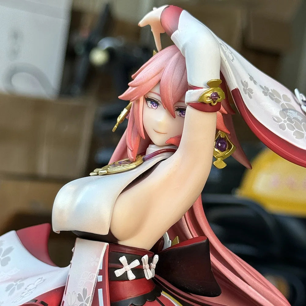 26CM Genshin Impact Figure Yae Miko Anime Figures Girl Anime Peripheral Statue Collectible Customized Model Desk Decor Gift