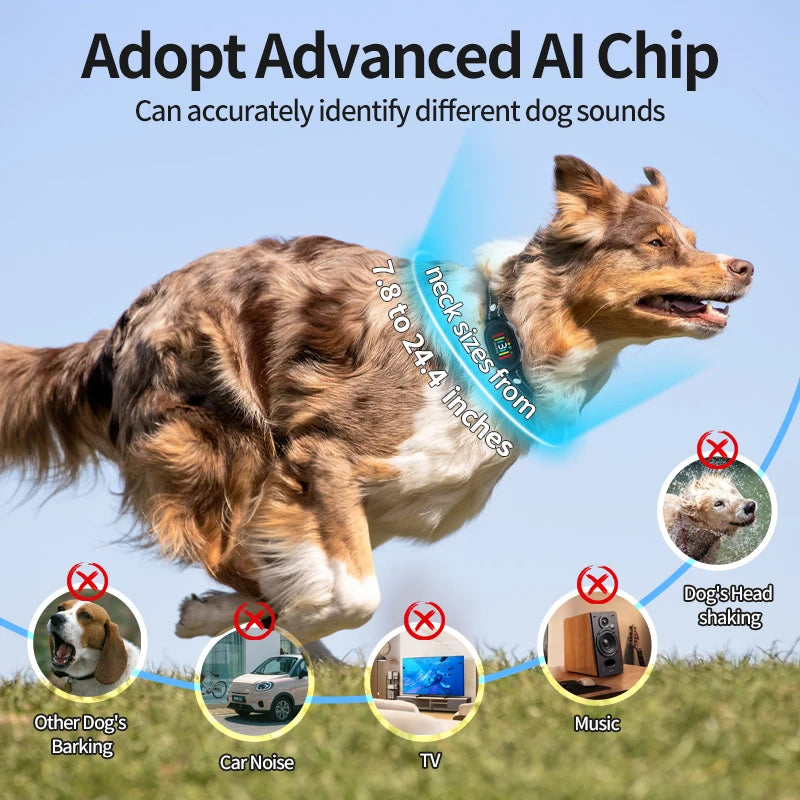 Smart Automatic Anti Barking Dog Collar Type-C Rechargeable Shock Vibration Stop Bark Collar Dog Training Collar All Size Dogs