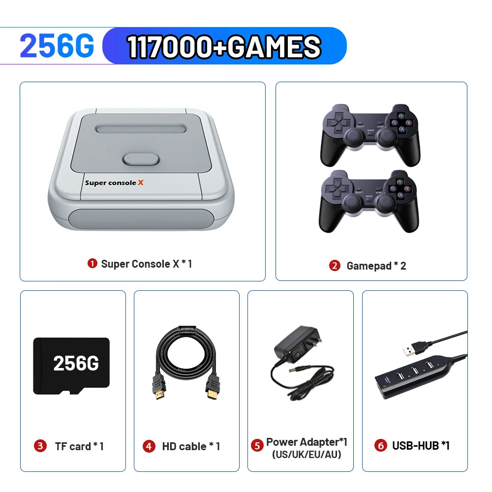 KINHANK Super Console X Game Box Retro Game Console 100000 Video Games for DC/MAME/Naomi with gamepads Game Player