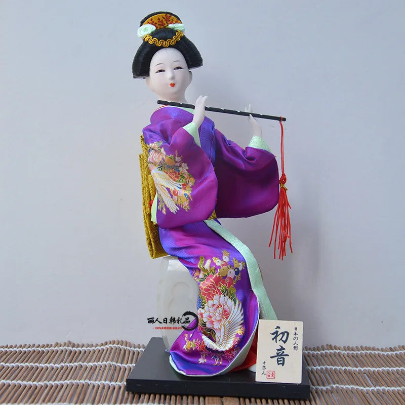 12inch Japanese Geisha Doll Statuette Sitting Figurine Japanese Kimono Kokeshi Kabuki Geisha Handicraft Ornament Birthday Gift