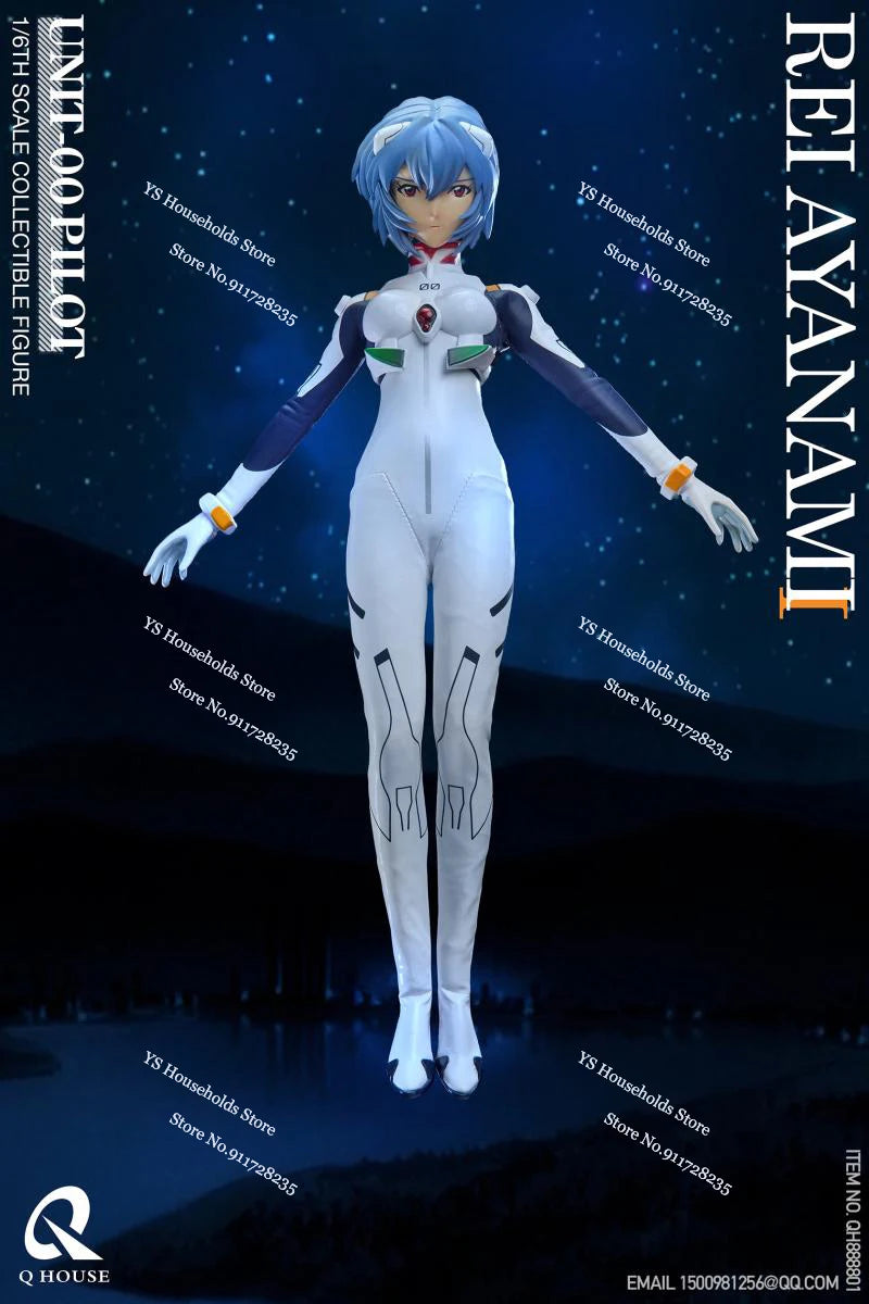 1/6 Collectible Ayanami Rei Anime Girl Action Figure EVA White Leather Bodysuit Decor 12" Full Set Decliate Female Soldier