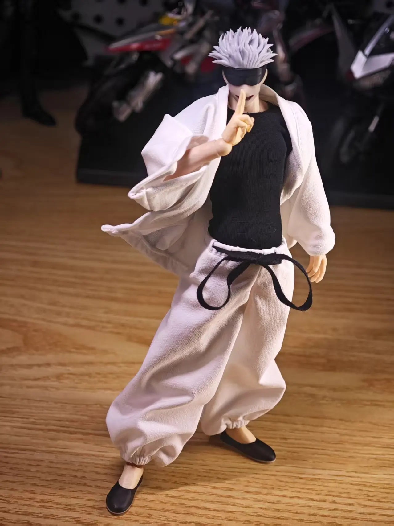Jujutsu Kaisen 1/12 Male Clothes Set Gojo Satoru White Short Robe Pants Tight T-shirt Model for 6" VTOYS X BMS Action Figure Toy
