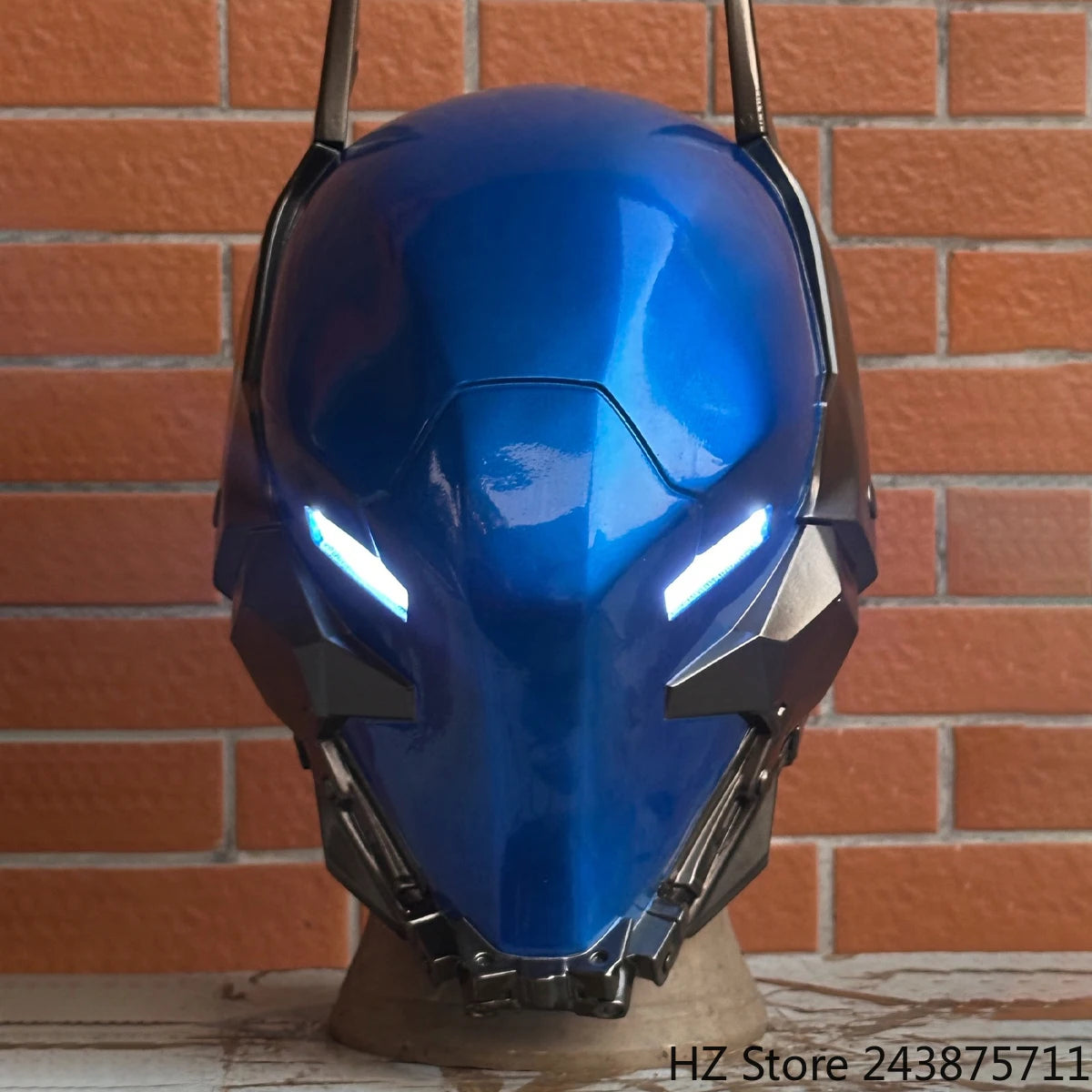 Blue Hood Arkham Knight Helmet: Led Eyes arkham knight mask Fiberglass Cyber Knight Helmet Halloween Cosplay Mask Casque Helmet