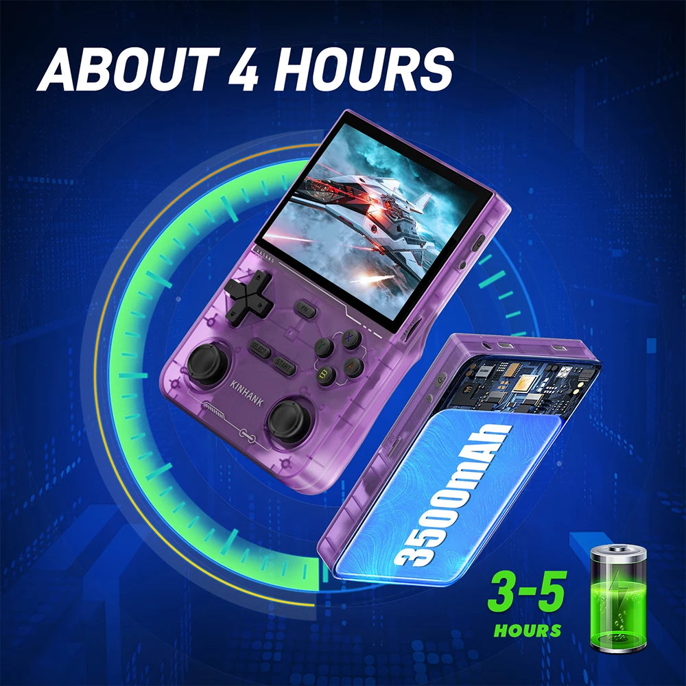 KINHANK K36 Retro-Handheld-Videospielkonsole, 500nit, 3,5-Zoll-IPS-Bildschirm, 16000 Spiele-Emulator für PS1/PSP/DC/N64/SS
