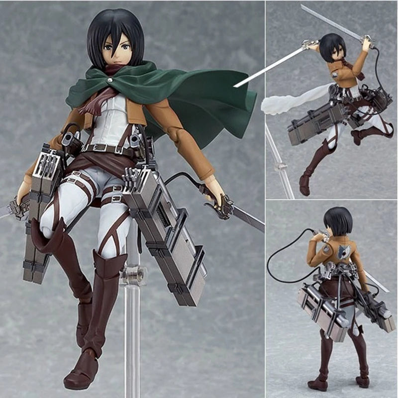 Anime-Figur Attack on Titan Mikasa Ackerman, stehend, mit Schwert, abnehmbares Modell, PVC-Sammlerstück, Schreibtischdekoration, 19 cm