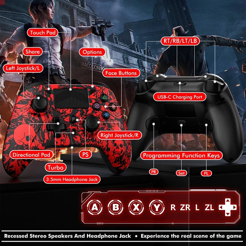 Wireless Controller for PS5 Console Gamepad Gaming Joystick W/Turbo Dual Vibration Macro Programming Game Remote Handle Rocker