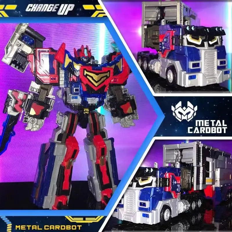 Metal Cardbot 30CM Gold HEAVY IRON Trailer Cargo Truck Transforming Robot Car Card Toy Action Figure Transformation Model Gift