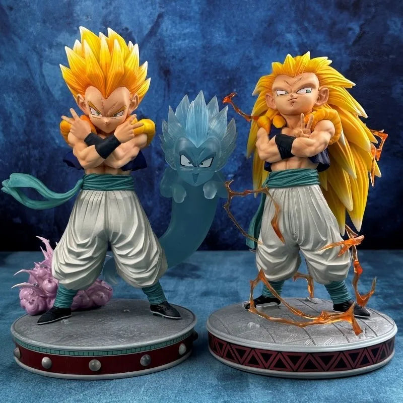 Dragon Ball Z Gotenks Ssj3 Figur Super Saiyajin 3 Gotenks Actionfiguren 25 cm PVC-Statue Sammlung Modell Spielzeug für Kinder Geschenke