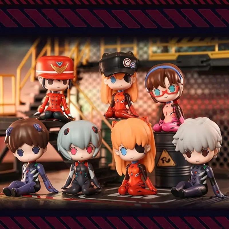 Evangelion Asuka Rei Action Figures Anime Model Q Version Kawaii PVC Figurine Decoration Collection Model Toy for Kids Gift